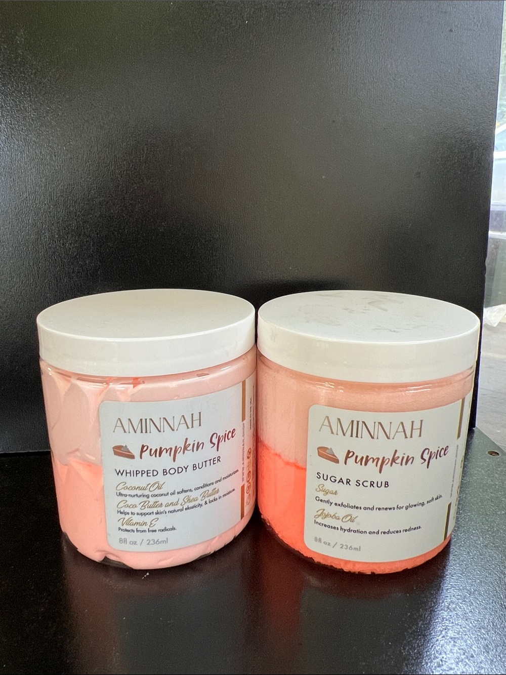 Aminnah Pumpkin Spice Whipped Body Butter & Pumpkin Spice Sugar Scrub Bundle